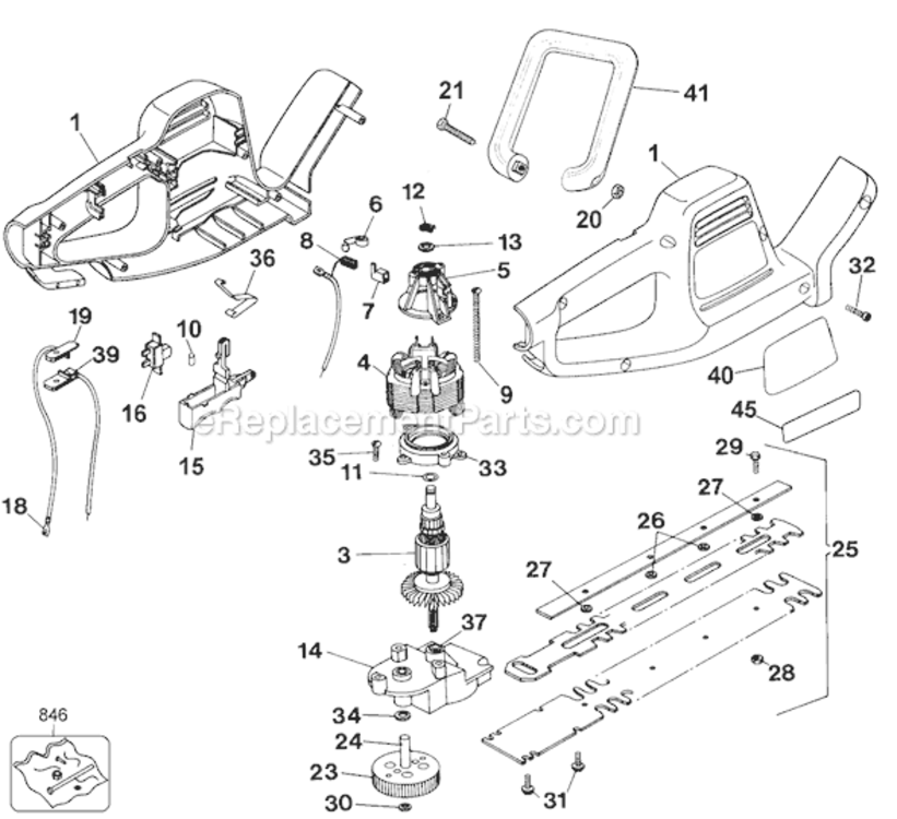Page A Diagram and Parts List for TR195 Type 2 Black and Decker Hedge Trimmer